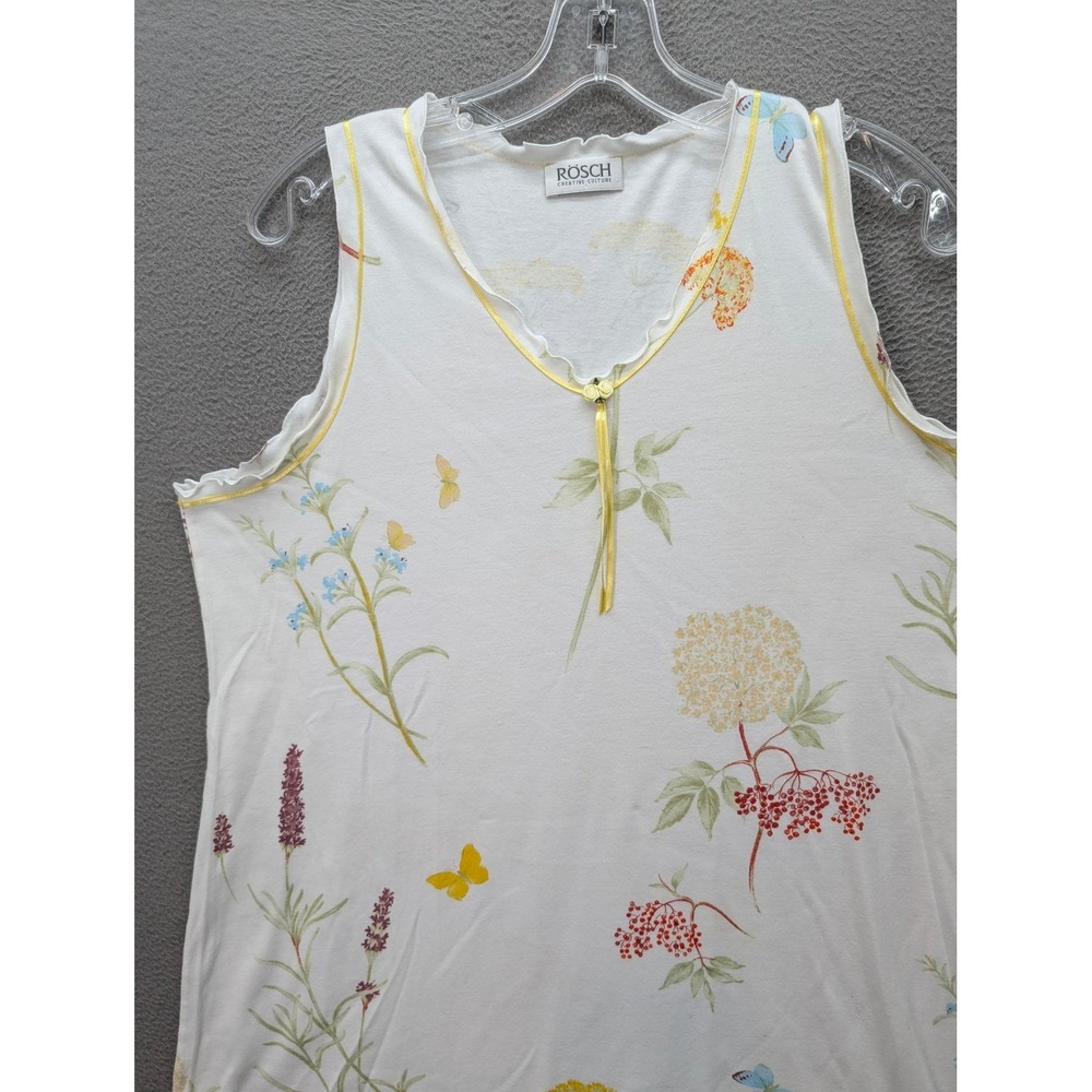 ROSCH Creative Culture Tank Top Womens Plus Size 1X? Floral Butterfly Nightshirt - Picture 4 of 9